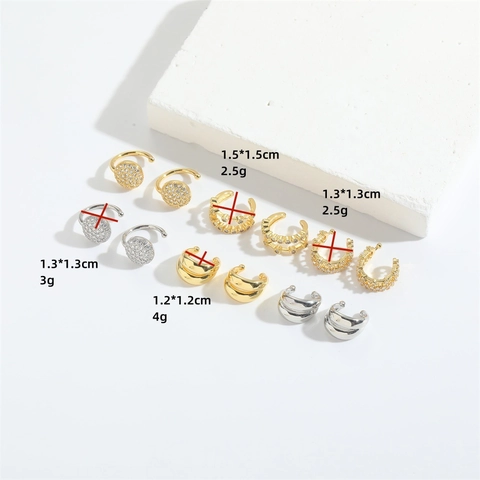 Minimalist Copper Zirconia Ear Cuffs For Women Gold Silver Plated Non-pierced Geometric Wrap Earrings Light Luxury Retro Jewelry