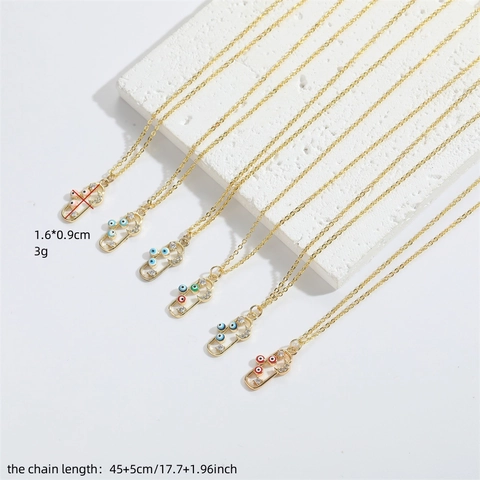 Exotic Arabian Copper Evil Eye Pendant Necklace For Women Gold Plated Zirconia Enamel Bohemian Clavicle Chain Choker Jewelry