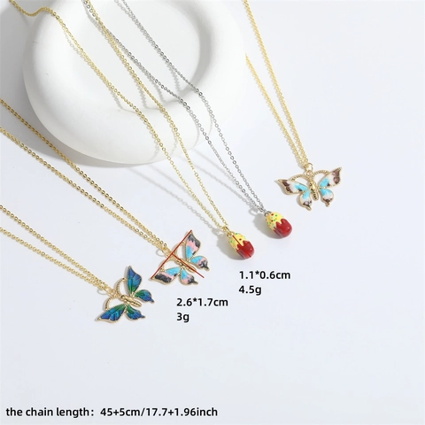 Vintage Enamel Butterfly Cupcake Pendant Necklace Copper Fashion Punk Choker Clavicle Chain Jewelry For Women Girls Gift