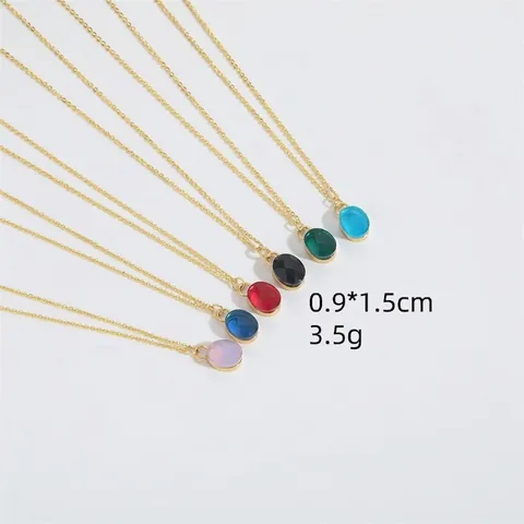 Mode Minimalistisch Oval Zirkonia Anhänger Halskette Für Damen Kupfer Galvanisiert Hohe Qualität Pendeln Täglich Schmuck Zubehör