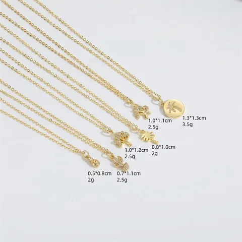 Women Gold Plated Copper Zirconia Tree Pendant Necklace Minimalist Pineapple Cactus Coconut Tree Plant Jewelry Gift