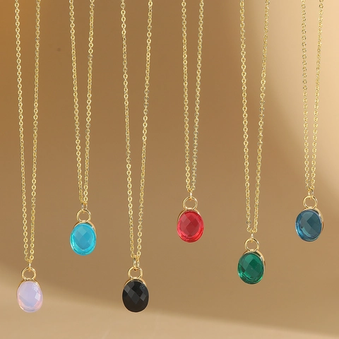 Mode Minimalistisch Oval Zirkonia Anhänger Halskette Für Damen Kupfer Galvanisiert Hohe Qualität Pendeln Täglich Schmuck Zubehör