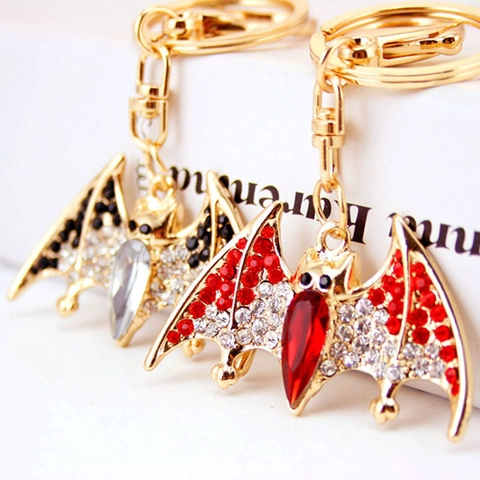 Porte-Clés Créatif Chauve-Souris en Strass Cristal Animal Pendentif en Métal Gothique Cadeau d'Halloween pour Femmes Hommes