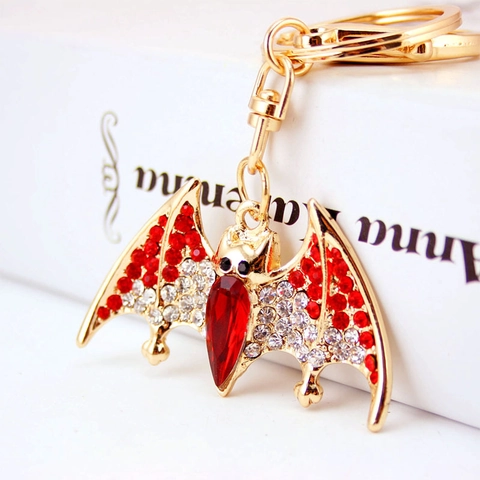 Porte-Clés Créatif Chauve-Souris en Strass Cristal Animal Pendentif en Métal Gothique Cadeau d'Halloween pour Femmes Hommes