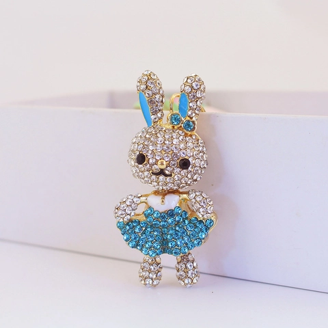 Simpatico Portachiavi a Forma di Coniglio con Strass Accessorio per Ciondolo Borsa a Forma di Coniglietto in Metallo per Donna Ragazze Portachiavi per Auto Animale Luccicante Regalo