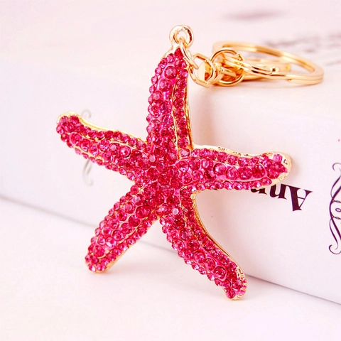 Scintillante Portachiavi Stella Marina in Strass Lega di Metallo Ciondolo per Borsa da Donna Zaino Pendente Accessori Stile Oceano