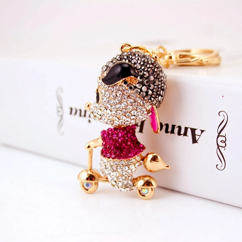 Llavero de Ratón en Patinete Aleación con Diamantes de Imitación Brillante Colgante de Bolso Animal Mujer Regalo Accesorios