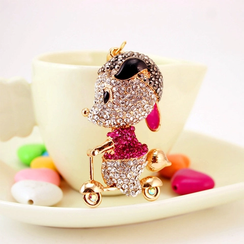 Llavero de Ratón en Patinete Aleación con Diamantes de Imitación Brillante Colgante de Bolso Animal Mujer Regalo Accesorios