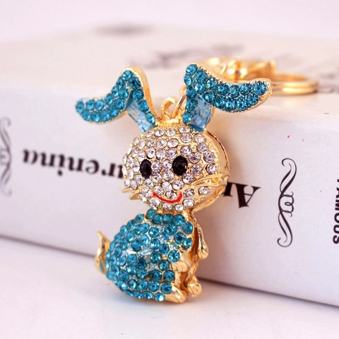 Llavero de Conejo Lindo Con Orejas Largas de Aleación de Zinc y Diamantes de Imitación Para Mujer Niñas Regalo Coche