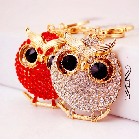 Simpatico Portachiavi in Metallo a Forma di Gufo Con Decorazioni in Strass per Donna Accessori Borsa Portachiavi Auto Regalo