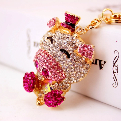 Creativo Portachiavi a Forma di Maiale con Strass in Lega di Zinco Carino Animale Ciondolo per Borsa Regalo Gioielli per Donne Ragazze
