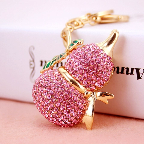 Llavero Creativo de Calabaza con Diamantes de Imitación Aleación de Zinc Esmalte Wu Lou Colgante de Bolso Joyería Decorativa Regalo Mujer