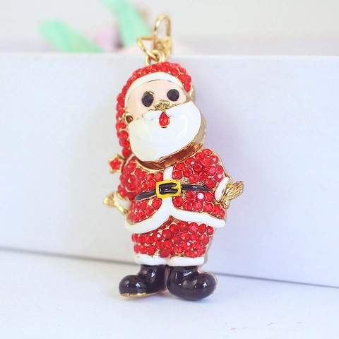 Portachiavi Babbo Natale Strass Lega di Zinco Regalo di Natale Ciondolo Borsa Oro Smalto Portachiavi Donna Accessori Festivi