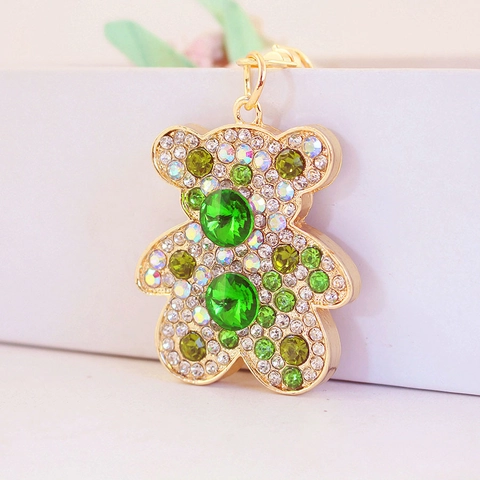 Luxus Strass Bär Schlüsselanhänger Zinklegierung Tier Anhänger Für Damen Taschenzubehör Auto Schlüsselring Funkelnder Schmuck Geschenk