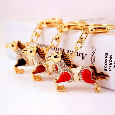 Portachiavi a Forma di Cavallo in Lega di Zinco con Strass e Smalto Ciondolo Borsa Animale Pegasus per Donna Accessorio Moda Regalo
