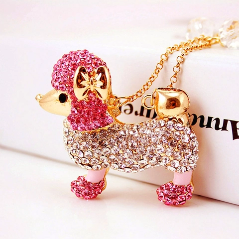 Simpatico Portachiavi a Forma di Barboncino in Lega di Zinco con Strass Portachiavi Luccicante a Forma di Animale per Donna Regalo