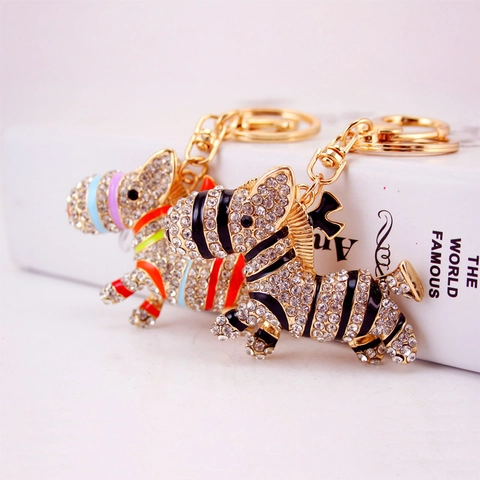 Simpatico Portachiavi a Forma di Zebra con Strass in Lega di Zinco Pendente a Forma di Animale per Auto Borsa Gioiello