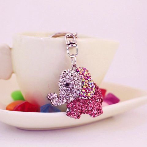 Portachiavi Elefante Rosa con Strass Scintillanti Lega Ciondolo per Borsa Animale Con Chiusura a Moschettone Per Donne Ragazze Regalo Decorazione
