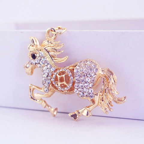 Sparkling Rhinestone Horse Keychain For Women Zinc Alloy Running Horse Bag Pendant Charm Jewelry Gift For Birthday