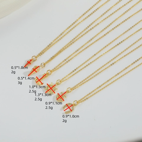 Gold Plated Copper Zirconia Anchor Rudder Horseshoe Pendant Necklace For Women Vintage Niche Design Dainty Clavicle Chain Jewelry Gift