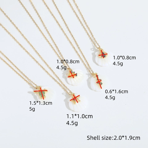 Mode Oceaan Zeewezen Schelp Hanger Halsketting Koper Zirconia Zeeschildpad Zeester Slang Krab Goud Sieraden Voor Vrouwen