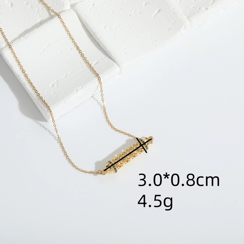 Vintage Hollow Copper Tube Pendant Necklace For Women Gold Plated Geometric Cylindrical Zircon Jewelry For Daily Party