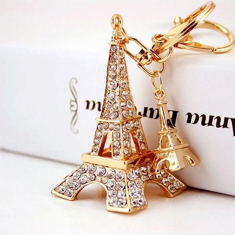 Portachiavi Romantico di Parigi Torre Eiffel con Strass Ciondolo per Borsa in Lega di Zinco Galvanizzato Metallo Portachiavi Gioielli per Donna Ragazza Regalo