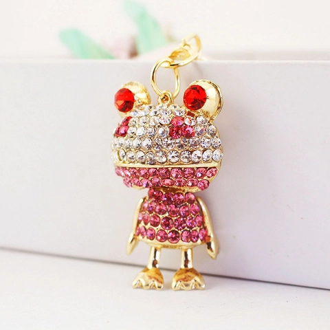 Kreativer Strass Frosch Schlüsselanhänger Auto Schlüsselring Tasche Anhänger Zinklegierung Tier Charm Damen Schmuck Geschenk
