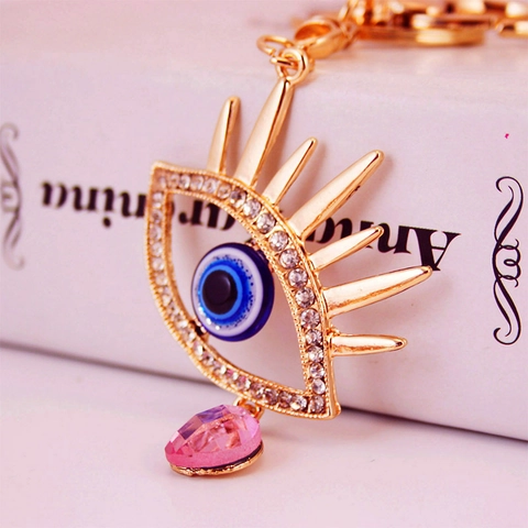 Esotico Portachiavi Malocchio con Strass in Lega di Zinco Pendente Goccia Nazar Ciondolo per Borsa Decorazione Gioielli Etnici Donna Regalo