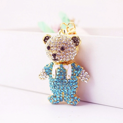 Kreativer Niedlicher Teddybär Schlüsselanhänger Strass Eingelegte Zinklegierung Tier Tasche Anhänger Auto Schlüsselring Geschenk