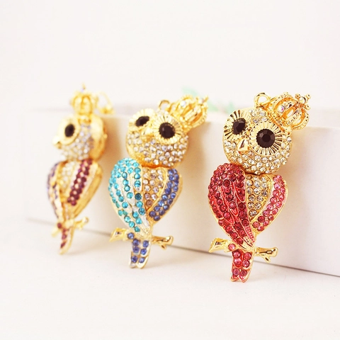 Luxus Krone Eule Strass Schlüsselanhänger Gold Legierung Tier Schlüsselring Tasche Charme Anhänger Geschenk Für Damen Schmuck