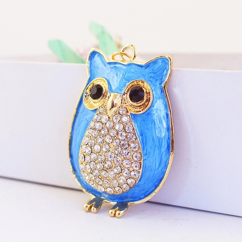 Süße Cartoon Eule Schlüsselanhänger Emaille Zinklegierung Strass Tier Tasche Anhänger Auto Schlüsselring Für Damen Kinder Schmuck