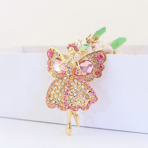 Cute Rhinestone Crystal Angel Ballerina Keychain Zinc Alloy Fairy Bag Charm Pendant Keyring Fashion Jewelry Gift For Women