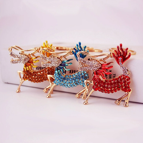 Porte-clés Kirin Qilin Mythique Style Chinois Alliage de Zinc Émail Strass Dragon Charme de Sac Unisexe Cadeau Accessoire