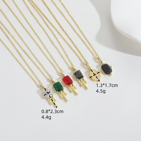 Collana con Pendente a Forma di Cubetto di Ghiaccio Sciolto Geometrico Minimalista per Donna Gioielli in Rame con Zirconia Intarsiata