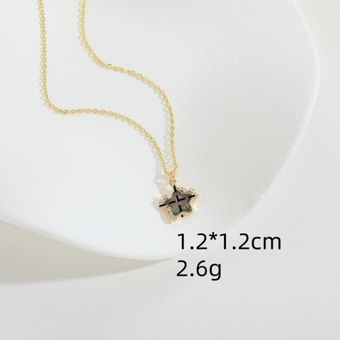 Minimalist Star Pendant Necklace For Women Copper Zirconia Five Pointed Star Shape Clavicle Chain Exquisite Neck Jewelry