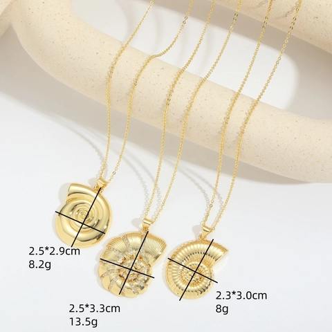 Collar Colgante De Concha De Cobre Con Circonia Oro Plata Chapado Cadena Clavícula Joyería De Mujer Playa Vacaciones
