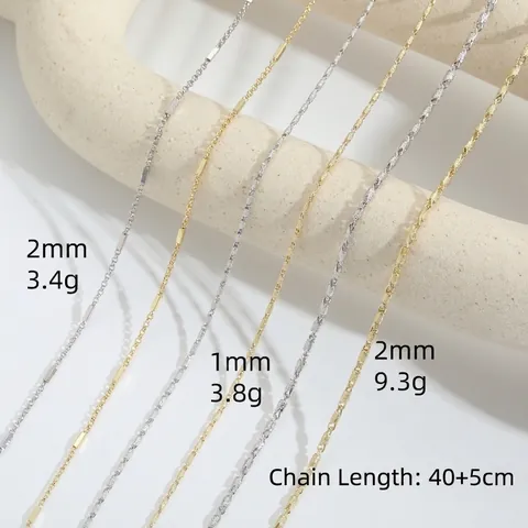 Collier Chaîne en Cuivre Plaqué Or 14K Minimaliste pour Femme Collier Géométrique Texturé Simple Bijoux de Tous les Jours
