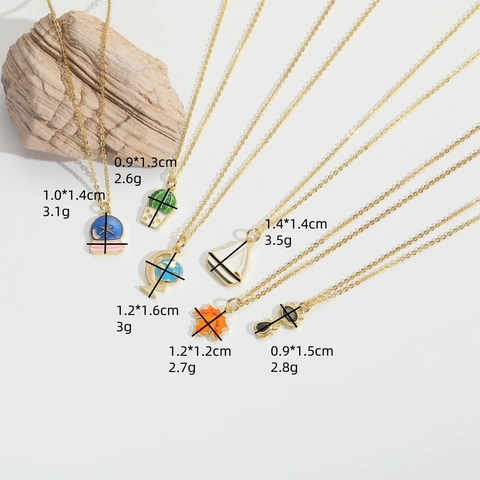 Vintage Minimalist Copper Pendant Necklace For Women Retro Enamel Globe Maple Leaf Cactus Sailboat Cat Zirconia Gold Jewelry