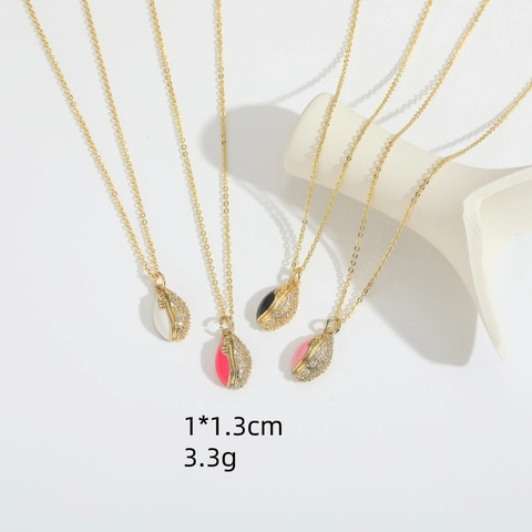 Minimalist Copper Zirconia Enamel Rugby Pendant Necklace Fashion Unique American Football Shape Jewelry For Women Daily Gift
