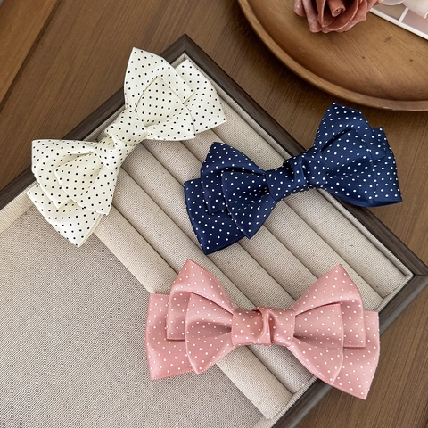 Süße Polka Dot Schleife Haarspange Französisch Retro Gurtband Große Schleife Mode Haarschmuck Für Mädchen Damen Styling Tool