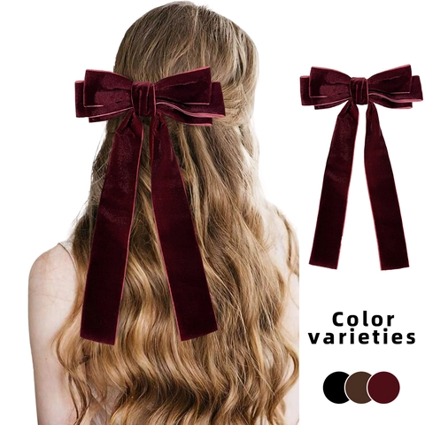 Französischer Retro Samt Schleife Haarklammer Lange Bänder Federklammer Elegante Samtschleife Haarnadeln Für Damen Mode Haarschmuck
