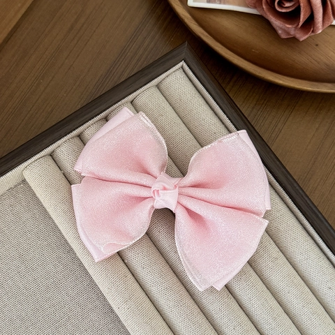 Sweet Double Layer Mesh Bow Hair Clips Elegant Satin Webbing Duckbill Hairpins Cute Small Fresh Hair Accessories For Women Girls