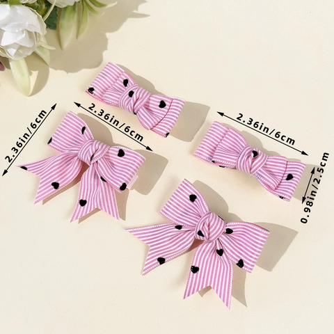 Dolci Fermagli per Capelli a Fiocco in Nastro a Righe con Cuore Lolita Becco d'Anatra Fatti a Mano Stile Giapponese Moda
