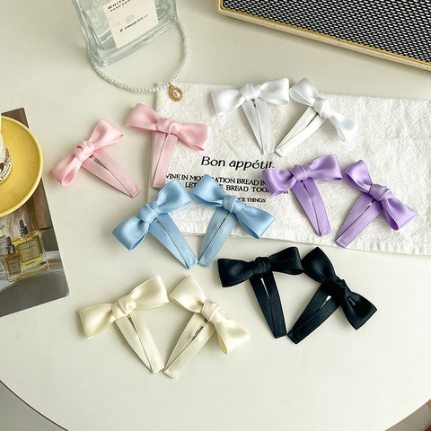 Satin Schleife Haarspange Süßes Band Druckknopfspange Handgefertigter Haarschmuck Für Damen Mädchen Elegante Kopfbedeckung