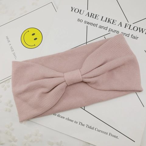 Diadema de Punto Acanalada para Mujer Con Nudo de Lazo Elástica Color Sólido Suave Banda para el Cabello Accesorios para Deporte