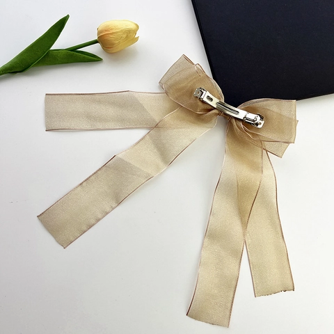 Französischer Stil Große Organza Schleife Haarclip Für Damen Süße Netzband Haarnadel Elegante Koreanische Federclip Haarschmuck