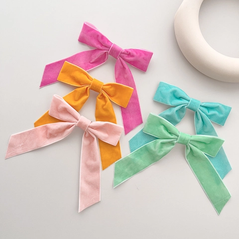 Französischer Vintage Samt Schleife Haarclip Für Damen Langes Band Schleife Federclip Süß Elegant Kopfschmuck Zubehör