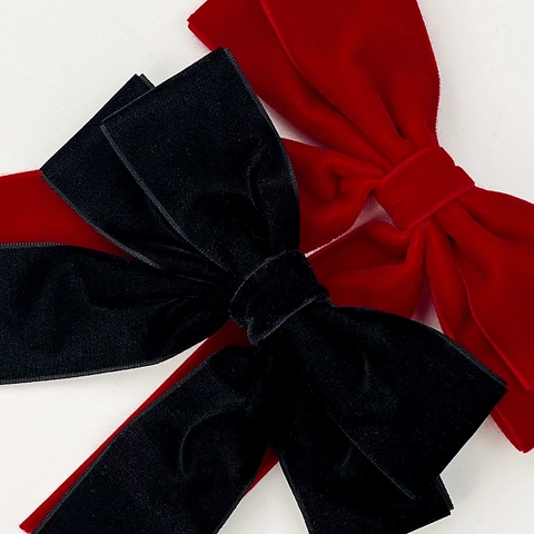French Vintage Velvet Bow Ribbon Hair Clip For Women Elegant Large Bowknot Duckbill Clip Fashion Hair Accessories