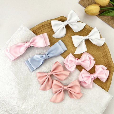 Dolci Fermagli per Capelli con Fiocco in Nastro di Raso Simpatica Forcina a Farfalla per Donna Ragazze Accessori per Capelli da Principessa Clip a Becco d'Anatra